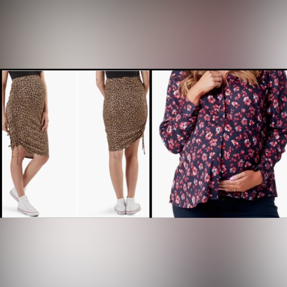 4pc BUNDLE Nom Maternity NWT Marjorie snap button top and Stowaway leopard skirt